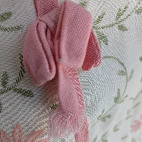 Vintage Mini Dress 60s A-Line Floral Bow Ribbon Mod Sleeveless Cream Pink - Picture 9 of 14